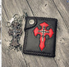 Short Cross Wallet with Chain Men's Stylish Leather Wallet