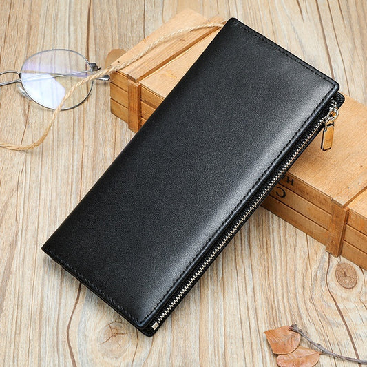 Handmade Cowhide Wallet Men's Top Layer Leather Zipper Anti-theft