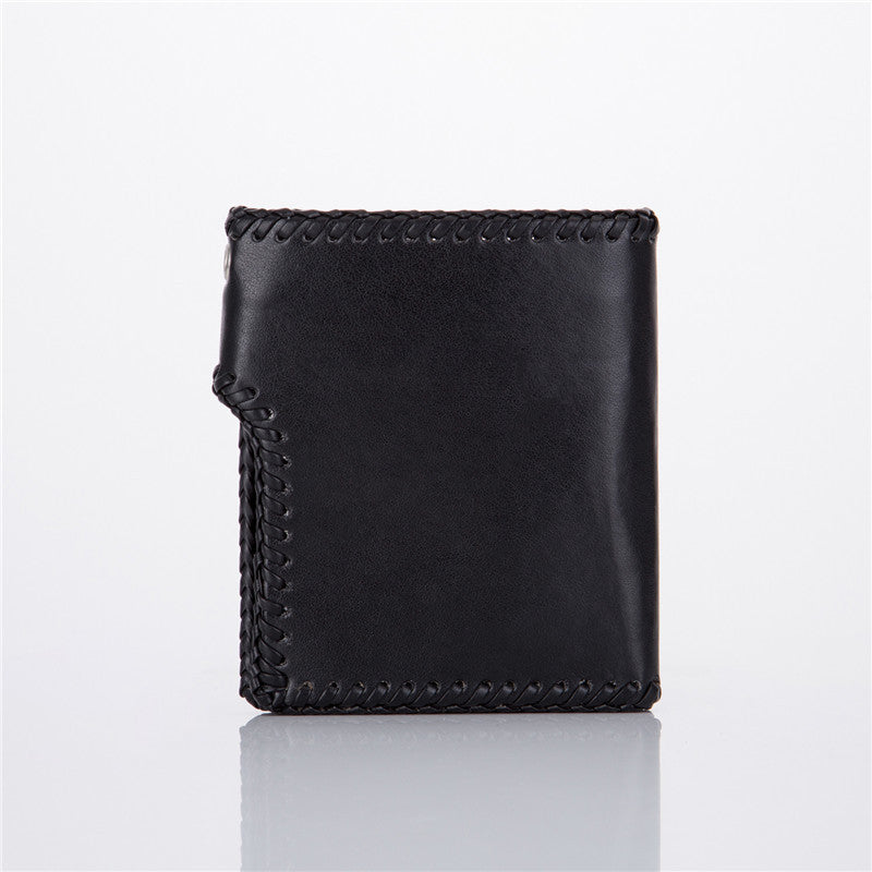 Short Cross Wallet with Chain Men's Stylish Leather Wallet
