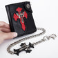 Short Cross Wallet with Chain Men's Stylish Leather Wallet
